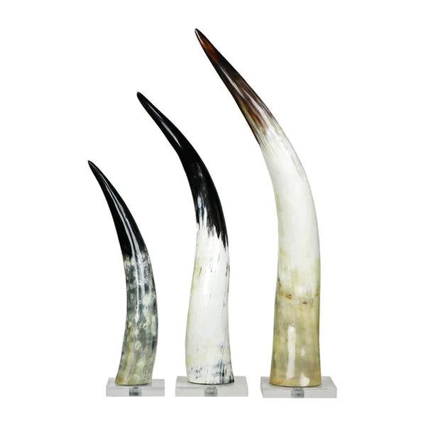 Black & White Cow Horn on Base Approx. 25" Tall